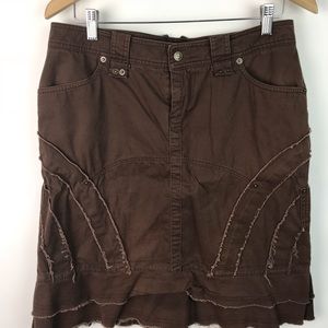 Ojai A-Line skirt Shredded Edges Brown 8 AI79